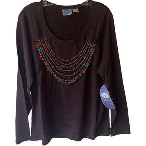 DG2 By Diane Gilman Brown Top Size Large NWT